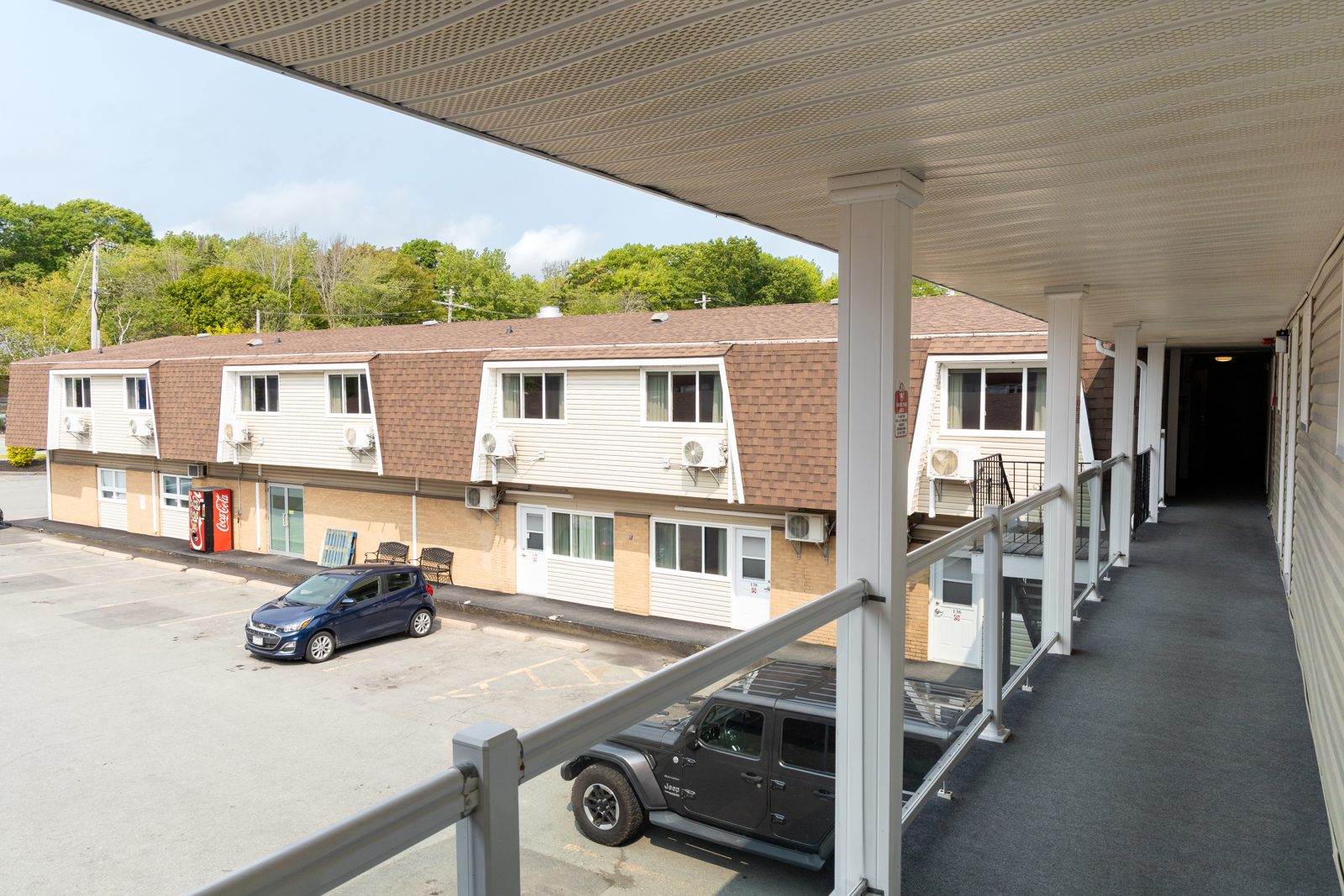 Covered upper walkway outside the Bedford rooms